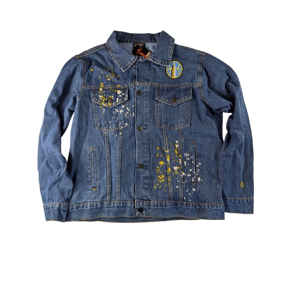 FISLL Angel Reese Chicago Sky WNBA Womens Size Large Graffiti Denim Jacket NWT